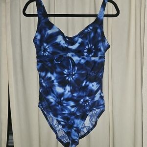 Aqua Green Blue Tie-Dye One-Piece Swimsuit